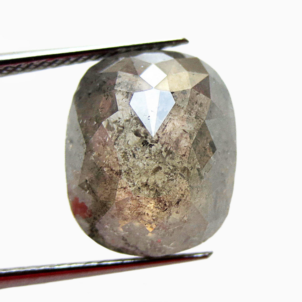 Rose Cut Salt and Pepper Oval Diamond