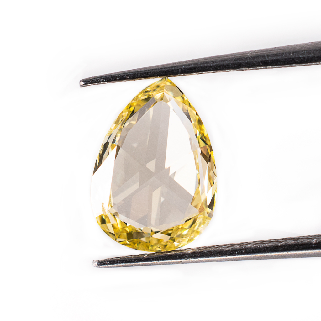 Fancy Yellow Pear Brilliant Rose Cut Diamond